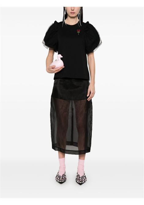 Black flower-embellished T-shirt Simone Rocha - women SIMONE ROCHA | 5179TB0553BLK